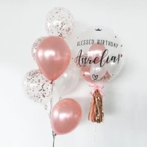 Customized rose gold bubble balloon